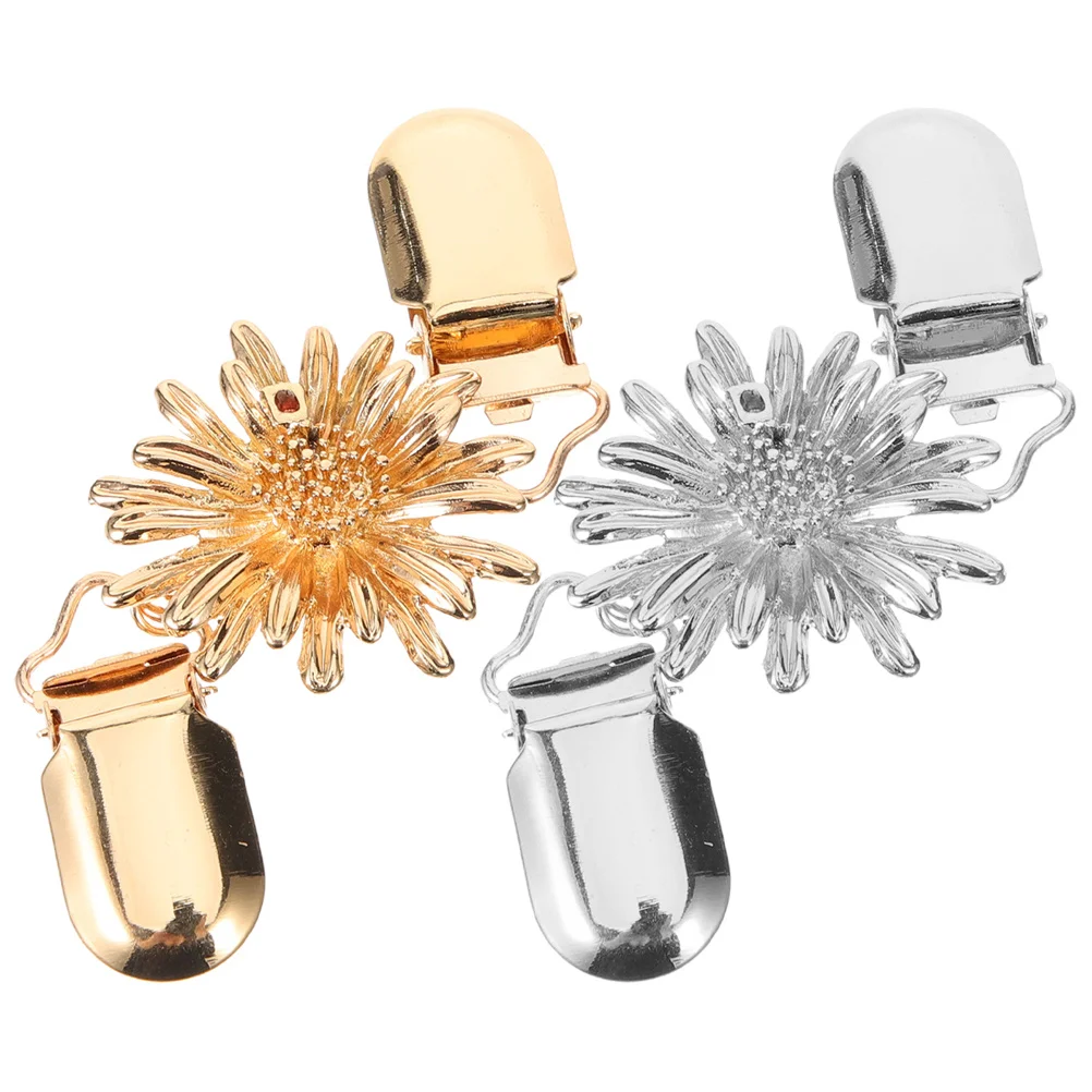 2개 세트 카디건 클립 꽃 모양 스웨터 클립 장식 숄 클립 스카프 고정핀 여성용 드레스 액세서리