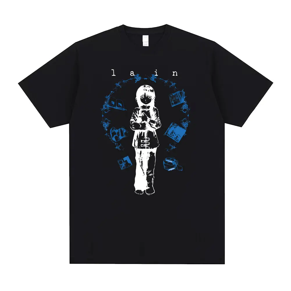 Anime Serial Experiments Lain Graphic T-shirt Y2k Manga Girl Sci Fi Vintage T Shirt Men Women Fashion Casual Oversized T-shirts