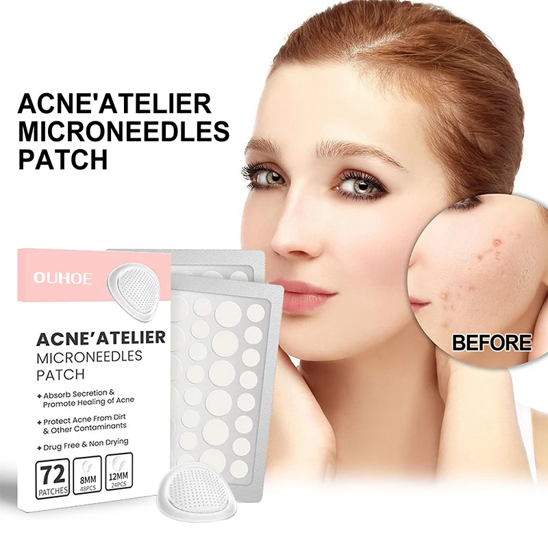 Patchs de séchage pour le visage pour boutons, micro-aiguilles, autocollants couvrant les imperfections, soins des taches invisibles, absorbant toute la journée, 72 pièces