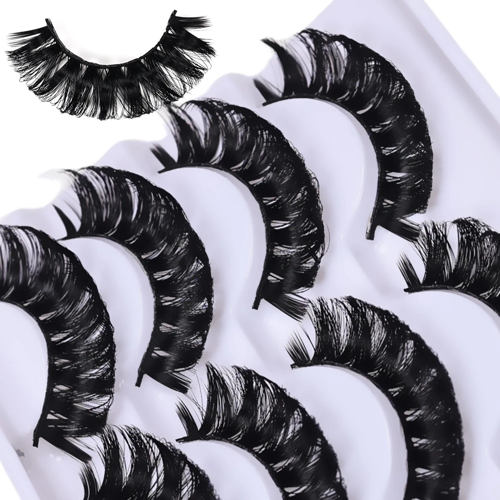 8 زوج/2 حزمة الروسية قطاع جلدة رقيق المنك جلدة ثلاثية الأبعاد الرموش الصناعية DD حليقة الرموش وهمية أدوات ماكياج #3
