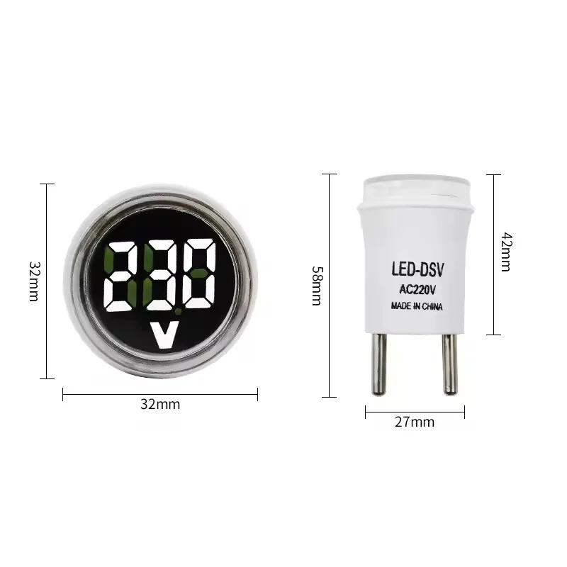 Digital Current and Voltage Ammeter, Circular LED Display, EU Plug, Digital LED Display, Electrical Instruments
