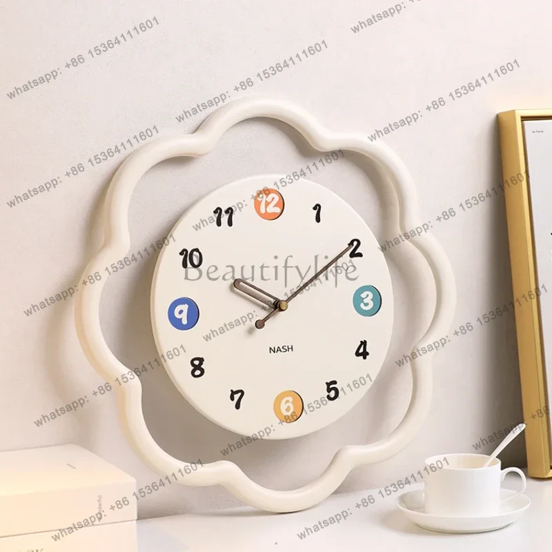 LJY Cute Wall Clock Metal Frame Minimalist Design Silent Non Ticking Battery Operated for Bedroom Kids Room Living Room Decor
