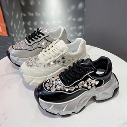 Primavera autunno nuovi sport scarpe con suola spessa per le donne moda diamante intarsiato lusso Design originale sneakers da donna di moda