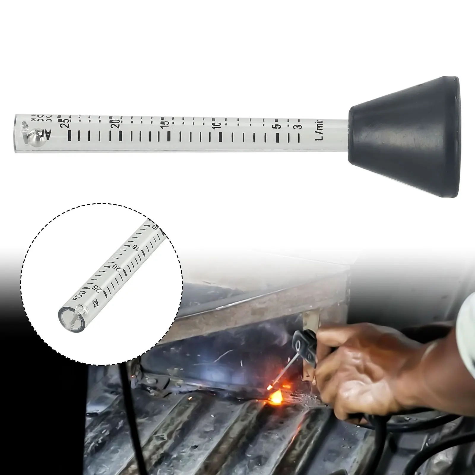 Argon Gas Flow Meter 0-25L/min Tester Gauge for MIG TIG Welding Torches Compatible with All Inert Gases Industrial Welding Tool