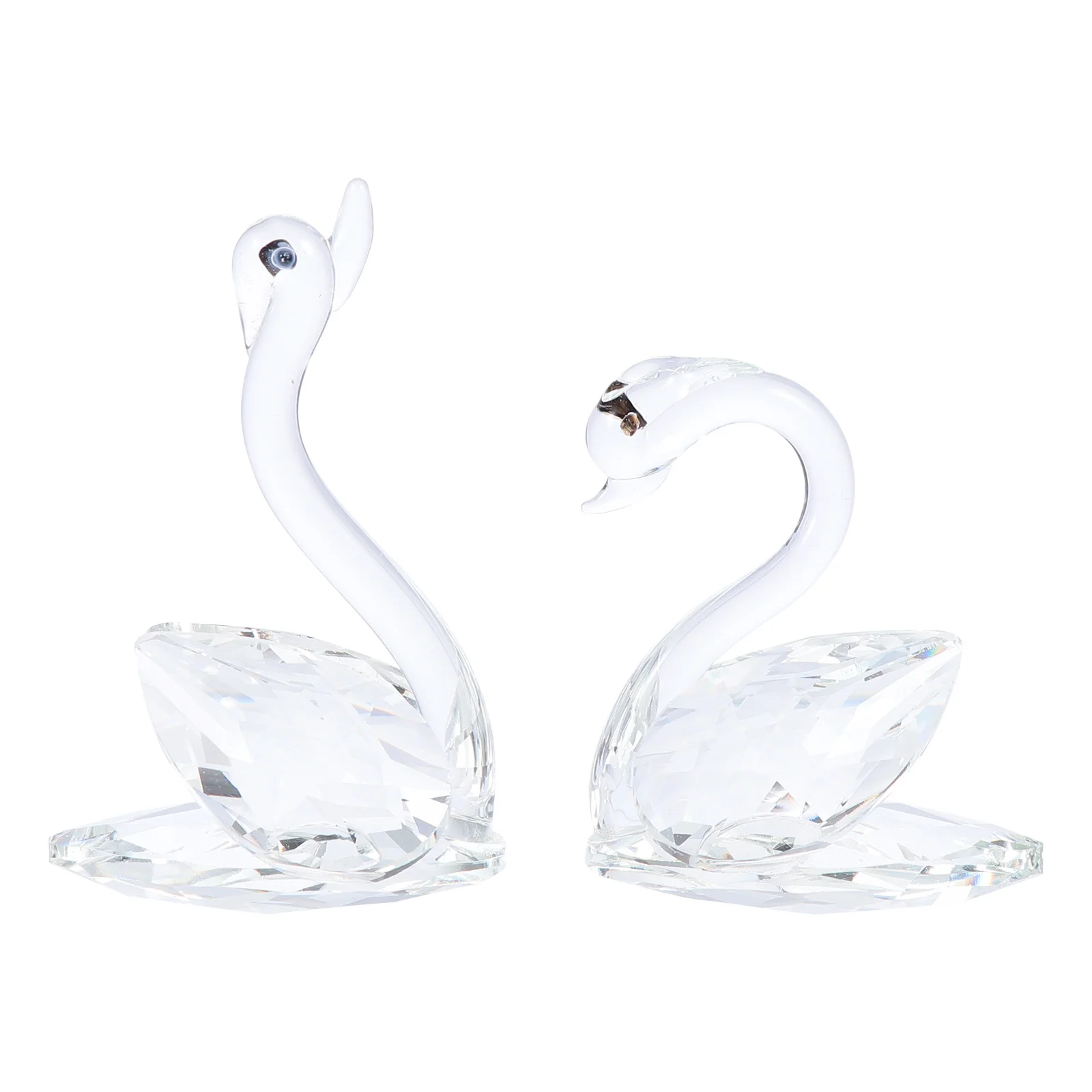 

1Pair Crystal Swan Synthetic Quartz Craft Decoration Bedroom Living Room Car Wedding Banquet Couple Swans Ornament