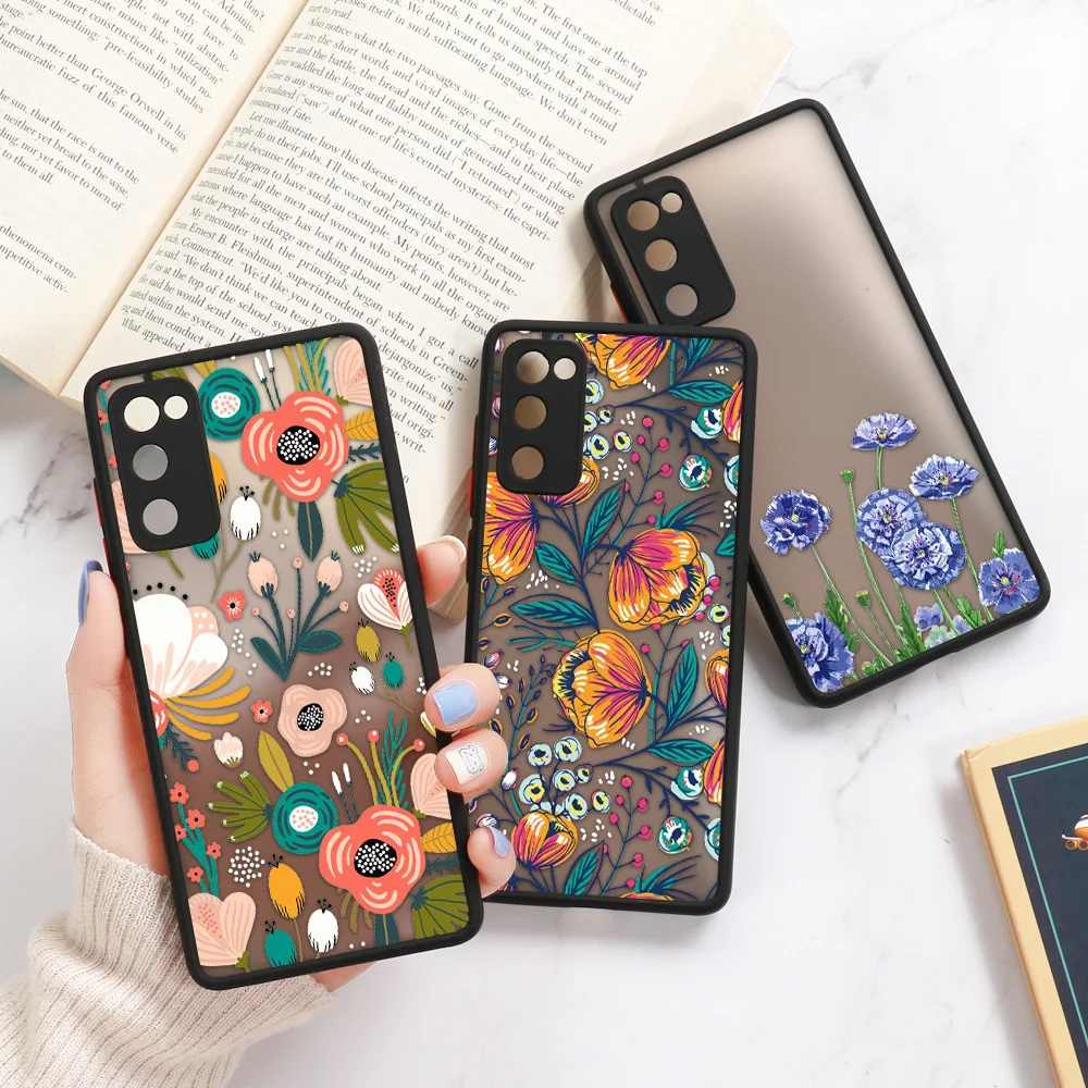 Flower Hard Shockproof Matte Case For Samsung A57 A56 A55 A37 A36 A35 A26 A17 A16 A07 A06 S26 Ultra S25 S24 Plus S23 S22 Covers