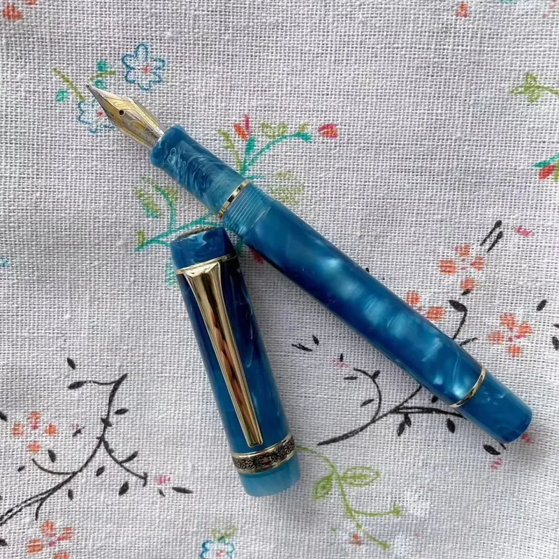 kaigelu-penna-stilografica-in-acciaio-inossidabile-316-con-design-in-acrilico-effetto-marmo-ambrato-pennino-ef-f-scrittura-fluida-regalo-di-lusso-per-l'ufficio