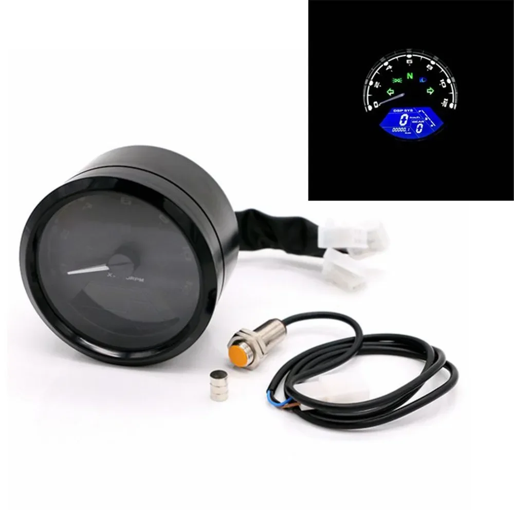 12000RPM 8-18V Gear Tachometer Motorcycle LCD Signal Speedometer Tachometer Odometer Gauge Gear Indicator For Cafe Racer Moto