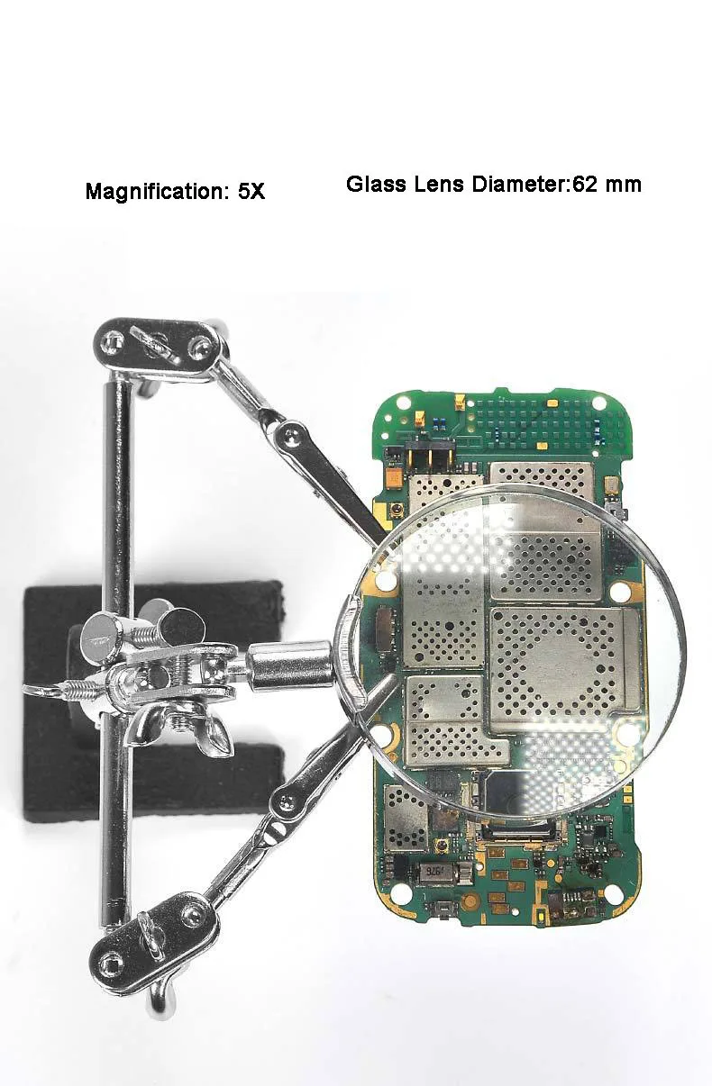 Helping Third Hand Tool Soldering Stand with 5X Welding Magnifying Glass 2 Alligator Clips 360 Degree Rotating Adju Repair Tool