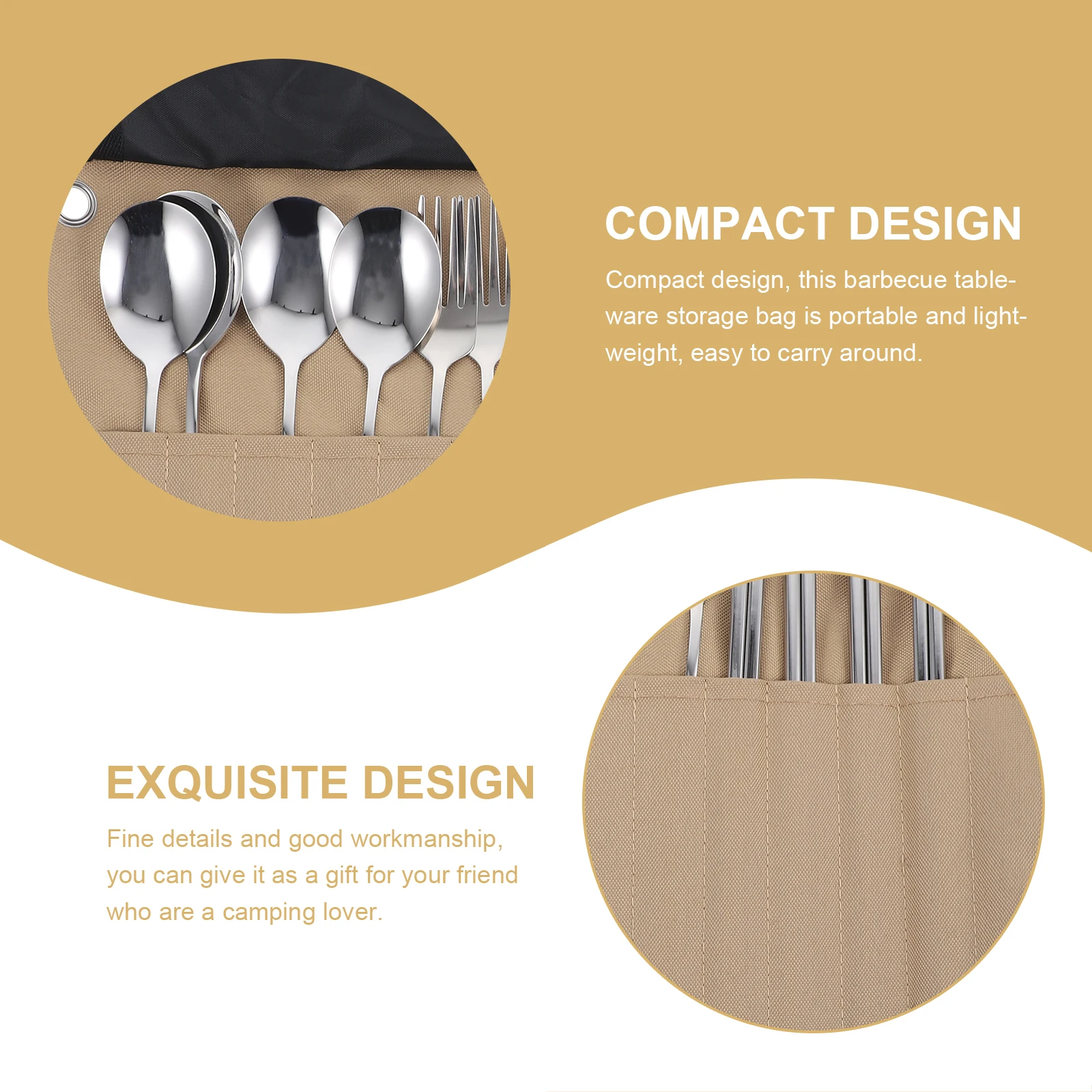 

Camping Tableware Set Portable Cutlery Storage Bag Lightweight Hanging Utensil Kit Picnic Accessories Folding Pouch BBQ Outdoor