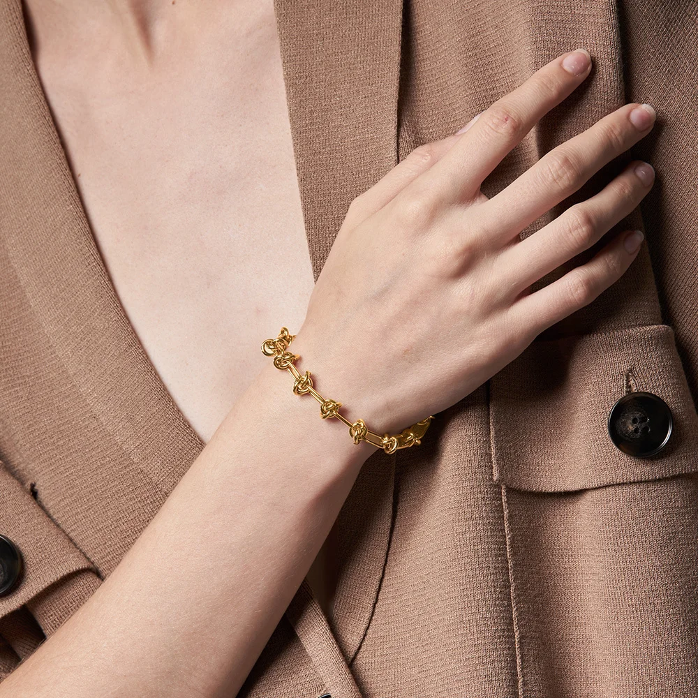 

ENFASHION Weave Knot Bracelet For Women Gold Color Stainless Steel Link Chain Bracelets 2020 Gift Fashion Jewelry Pulseras B2186