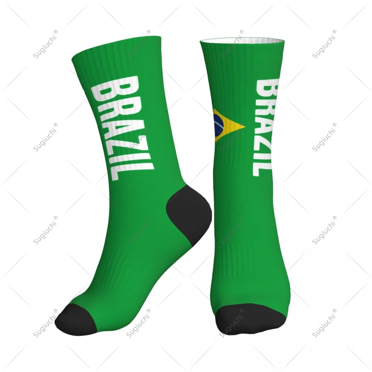 

Полиэстеровые носки до середины икры с 3D принтом флага Бразилии для мужчин и женщин, кавайные носки, уличные носки для скейтборда