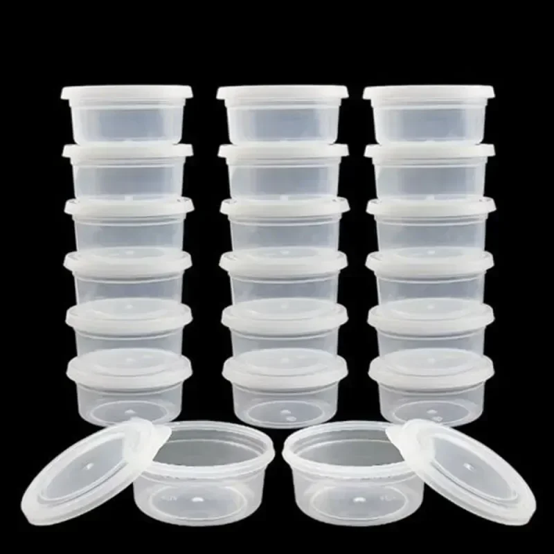 20PCS Foam Ball Round Clear Storage Box Container With Lid Slime Clay Storage Jar Sealed