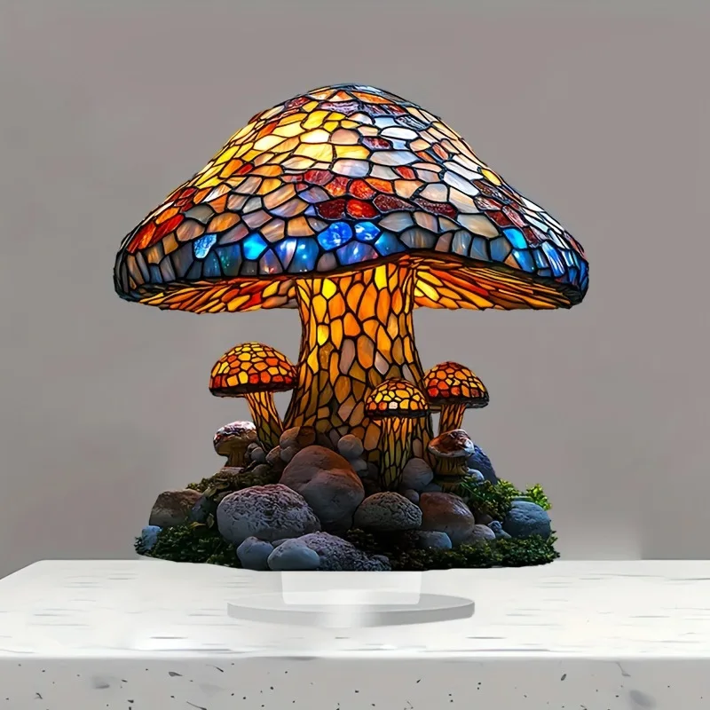 1 unidade de Luminária de Acrílico em Formato de Cogumelo, Estilo Boêmio Contemporâneo, Sem Necessidade de Eletricidade, Decoração de Mesa para Casa, Escritório, Cafeteria