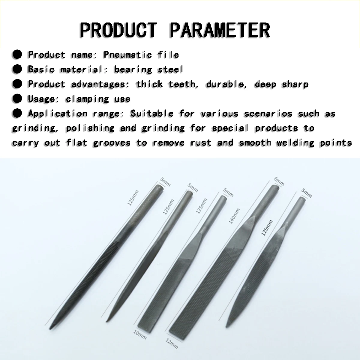 Wholesale Use for Mechanical Steel File High-Quality 105mm-140mm Length 5mm Shank Shaft Diameter Deburring and Grinding