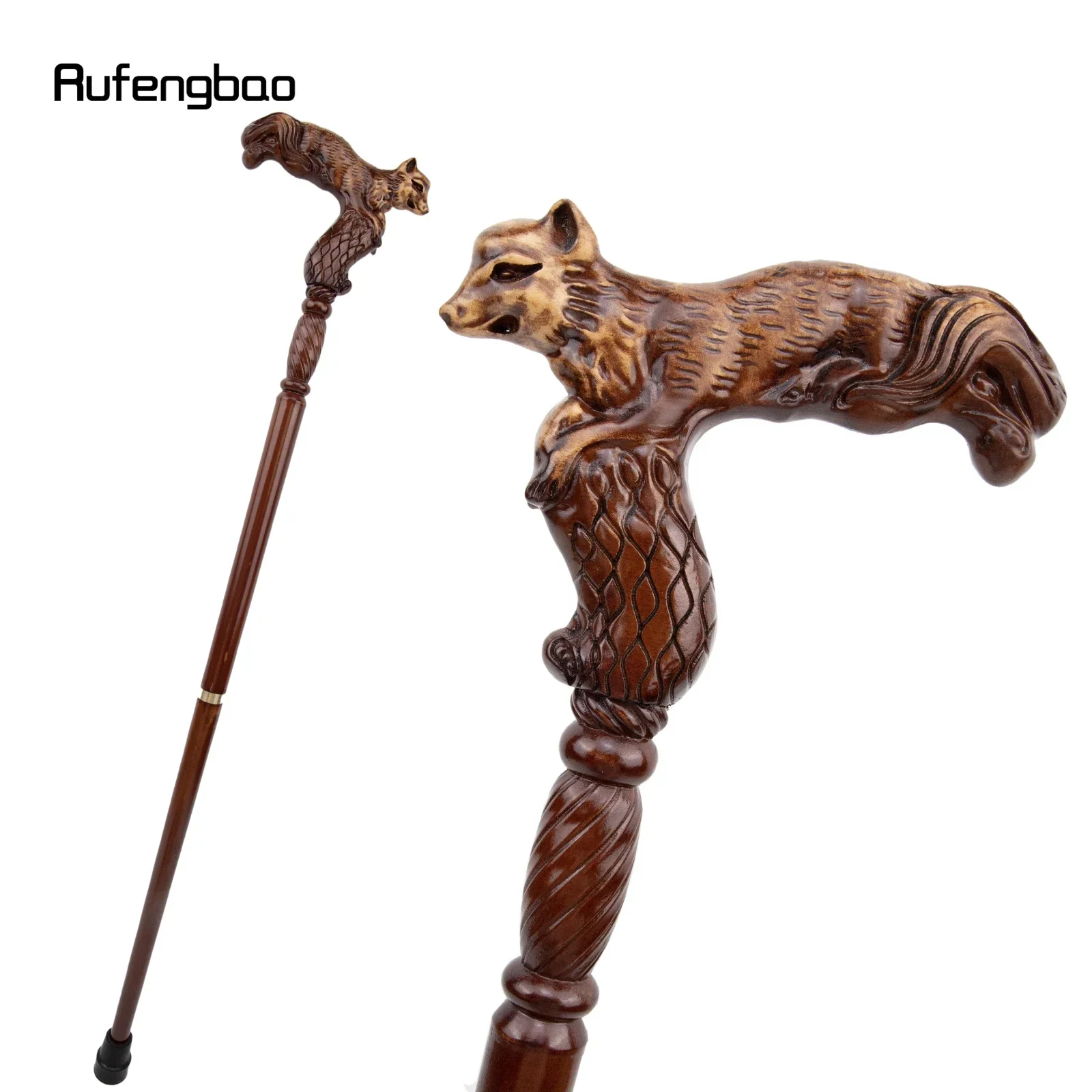 

Fox Brown Wooden Fashion Walking Stick Decorative Vampire Cospaly Party Wood Walking Cane Steampunk & Everyday Use 93cm