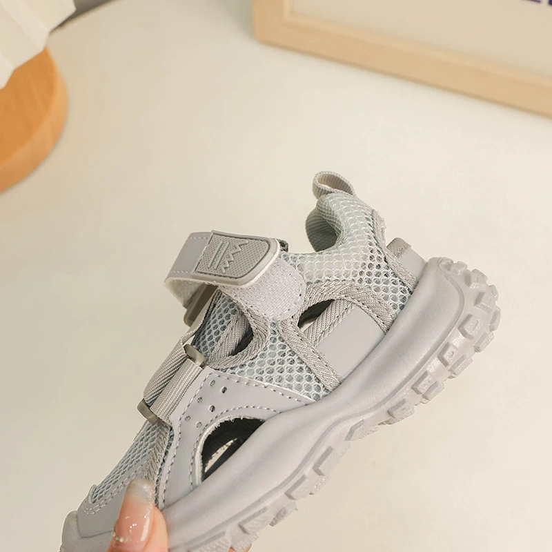 2024 Summer Children Shoes Toddler Boys Girls Half Sandals Outdoor Running Sneakers Breathable Mesh Hollow Kids Sports Sandals