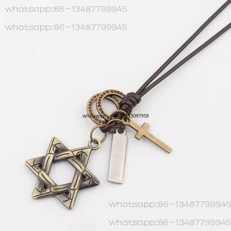Hexagram sweater chain long versatile simple wax rope autumn and winter retro spring and summer ethnic style literature and art