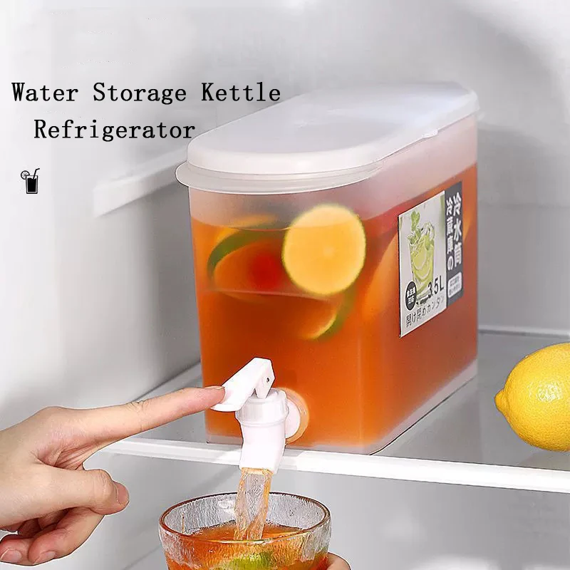 Dispensador de Bebidas Frías para Agua o Grifo, Cubo para Jugos y Limonada, Tanque de Almacenamiento de Líquidos, Organizador de Nevera Exterior 3.5L