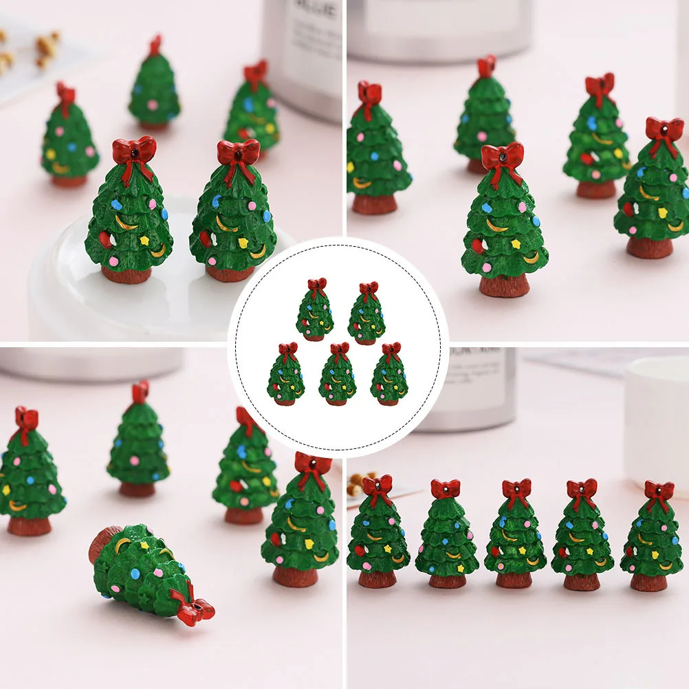 

5Pcs DIY Resin Christmas Tree Accessories Small Xmas Tree Charm Pendant Stylish Keychain Decor DIY Charm Pendant