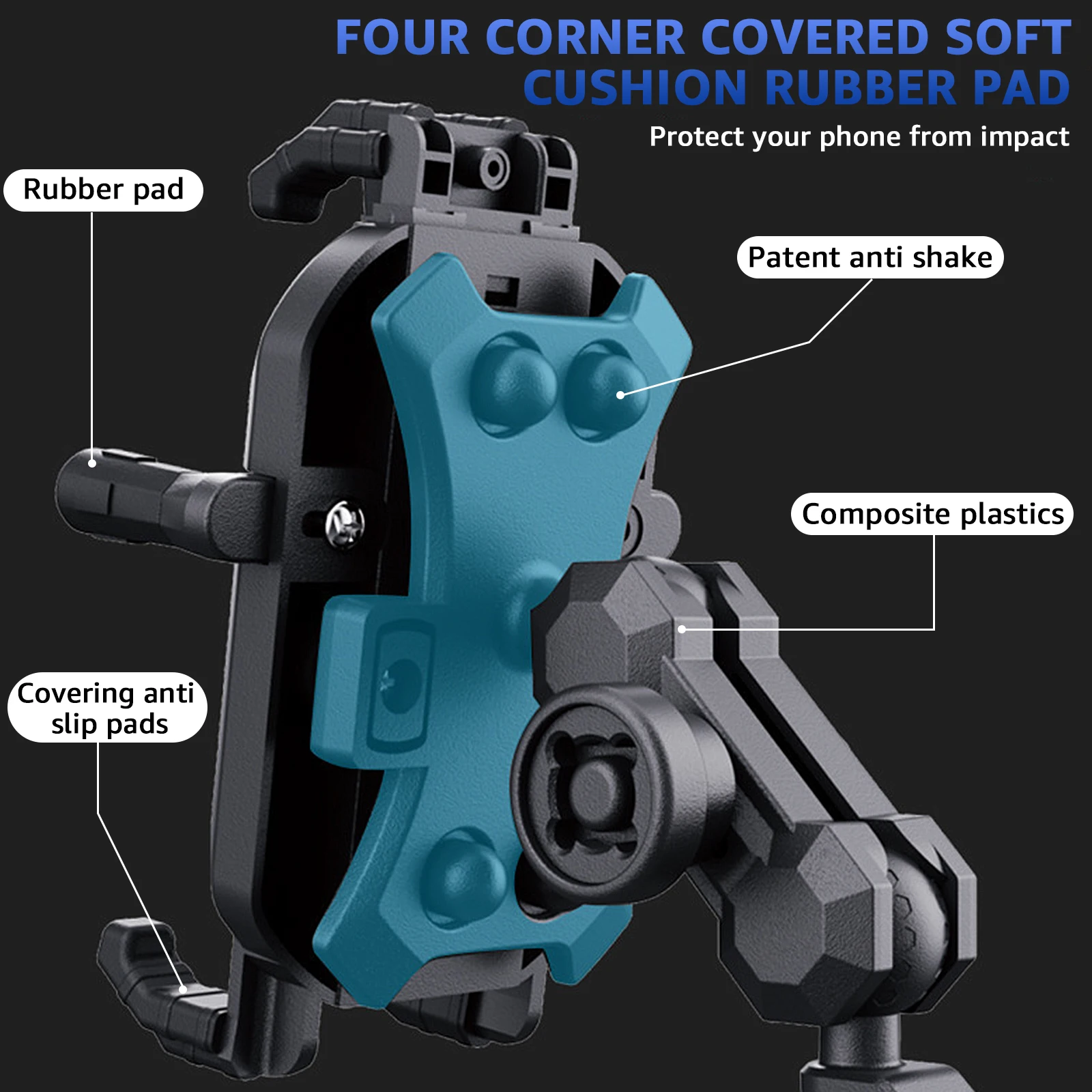 Motorcycle Phone Holder Anti-Shake Motorcycle Phone Mount with Vibration Dampener 1s Lock and Quick Release Handlebar Cell Phone
