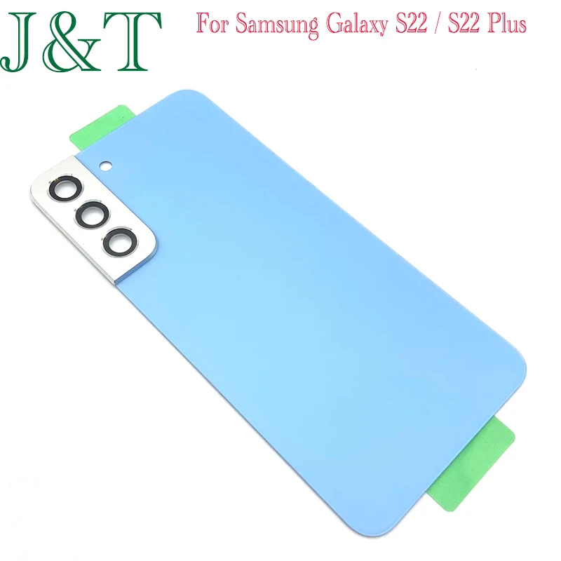 Back Battery Rear Glass Cover For Samsung Galaxy S22 Plus 5G S906 S906B/DS S22+ Battery Case Housing Adhesive With Camera Lens