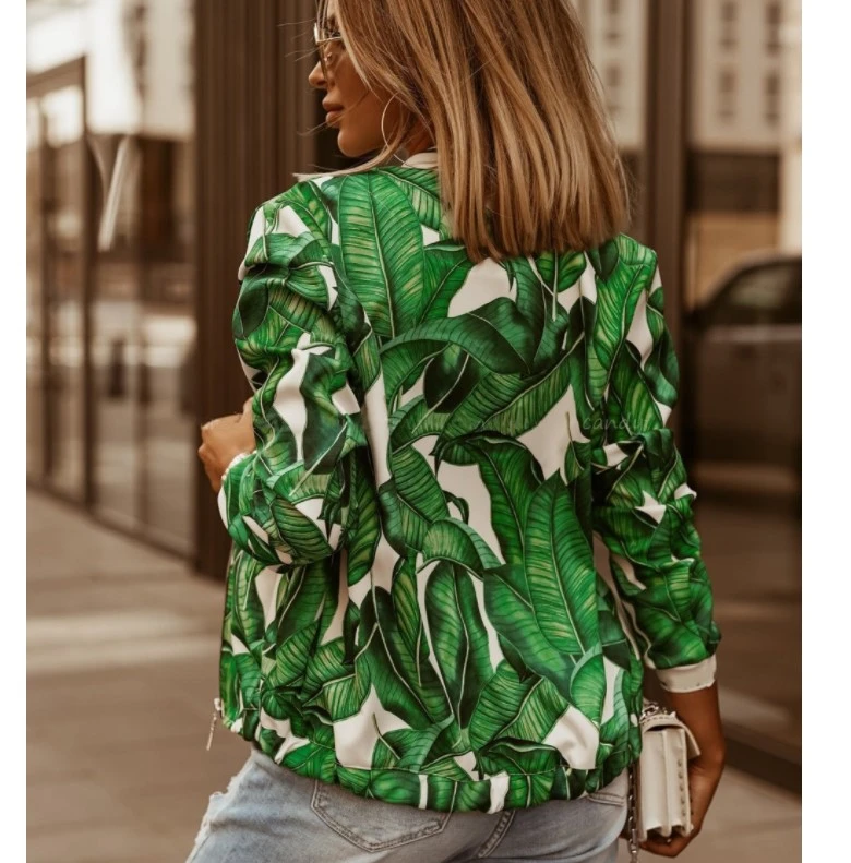 Lässige Blumenmuster-Plus-Size-Jacke, eleganter Reißverschlussmantel für den Herbst, schlanke Bürojacken, Vintage-Oberbekleidung 2024 – Detail 14