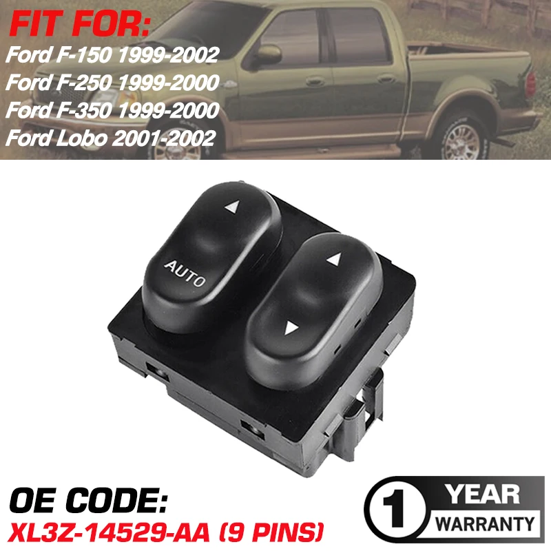 Car Power Window Master Switch Button For Ford F-150 F-250 F-350 Lobo 1999 2000 2001 2002 XL3Z-14529-AA F65Z-14529-AAB DWS594