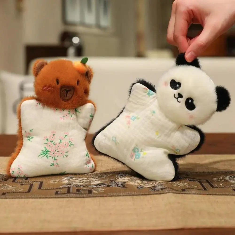 Dulce simulación capibara marioneta de dedo suave Panda de dibujos animados colgantes de felpa lindo muñeco de conejo de peluche esponjoso colgante regalo de cumpleaños