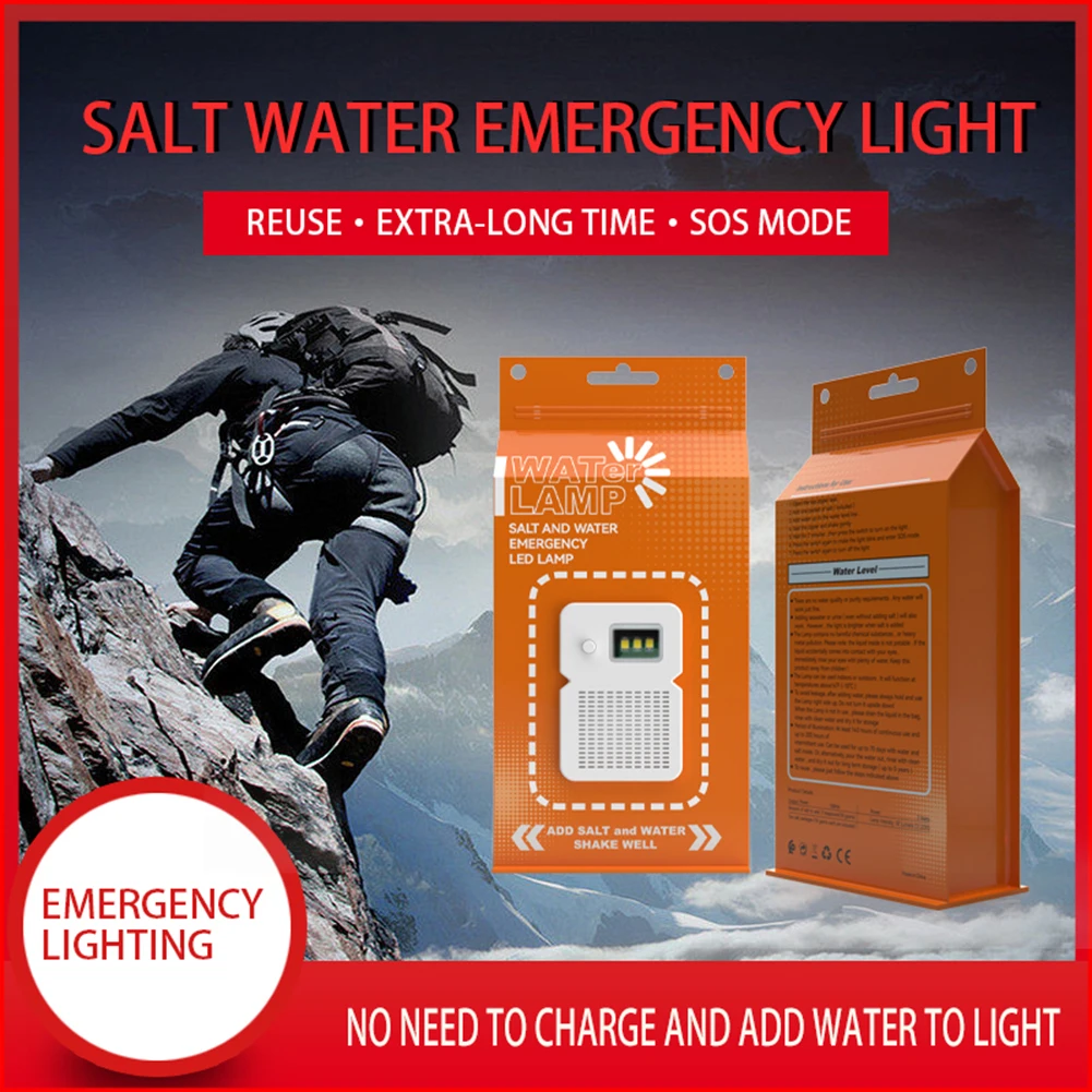 LED Salt Water Emergency Lamp Camping Energy Saving Lamp Waterproof Portable Night Fishing Lamp Travel Supplies for Car Outdoor