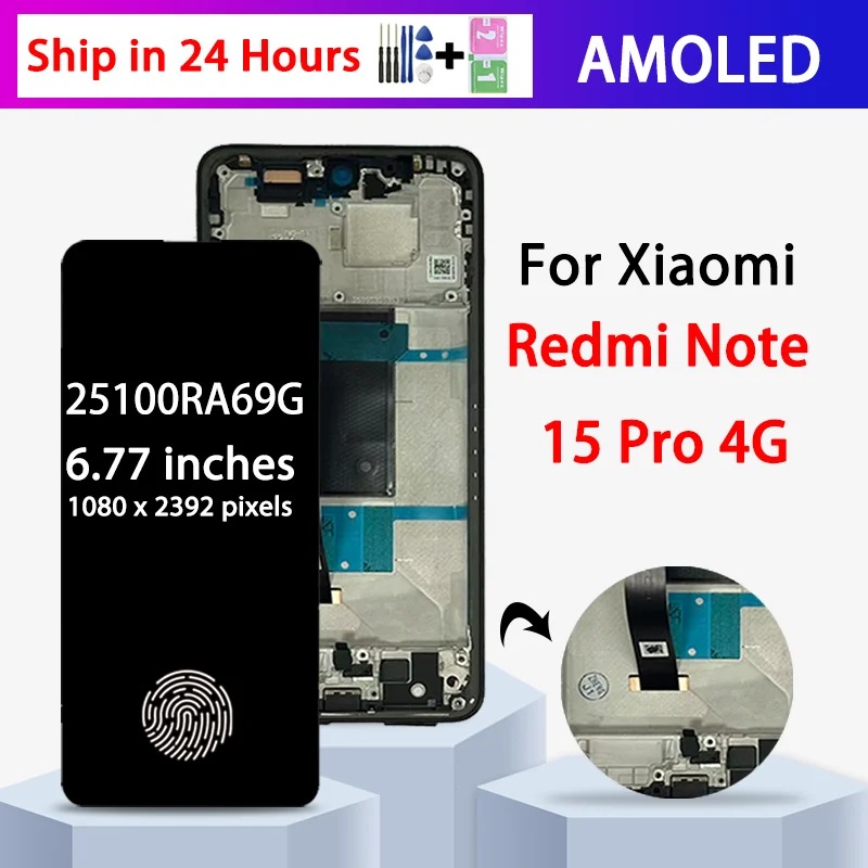 Ecran-amoled-de-677-pouces-pour-xiaomi-redmi-note-15-pro-4g-lcd-25100ra69g-avec-ecran-tactile-et-numeriseur-assemblage-d'ecran-note15pro-4g