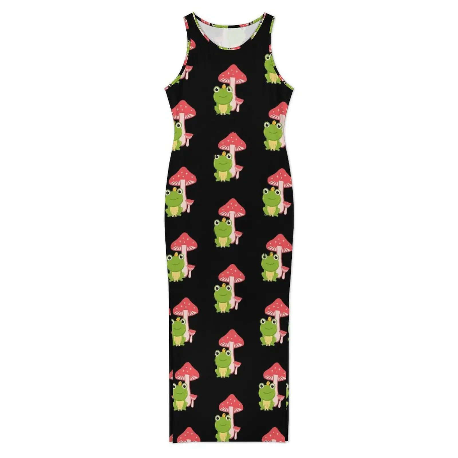 Leuke Paddestoel Kikker Bodycon Jurk Zomer Kawaii Dier Elegante Maxi Jurken Dames Mouwloze Grafische Casual Y2k Jurk Groot Formaat