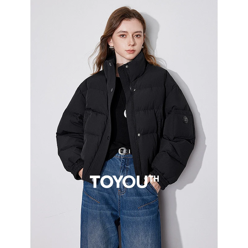 Toyoutth jaqueta feminina para baixo 2024 outono inverno novo 90% pato branco para baixo na moda gola espessamento quente leve outwear casaco