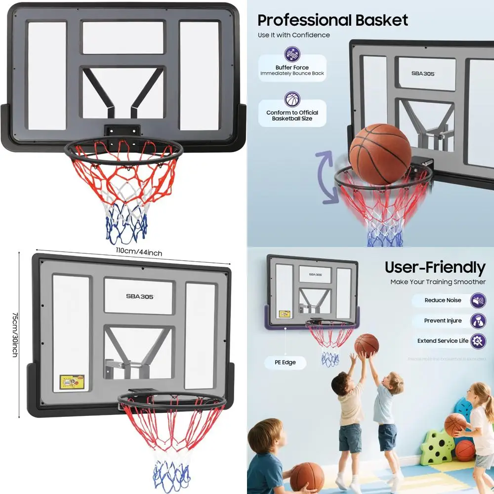 Verstelbaar basketbalringsysteem voor binnen en buiten met paalmontage en montagebeugel voor basketballiefhebbers van huisdieren