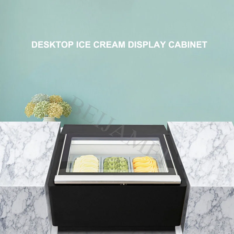 110/220V Desktop Ice Cream Showcase Ice Cream Freezer Display Counter Type Gelato Display Freezing Machine