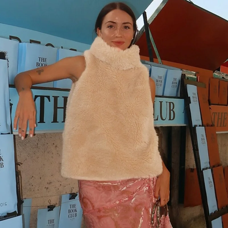 Ticketsx سترات نسائية غير رسمية من الفرو الصناعي سترة فضفاضة مرقعة متينة عتيقة جديدة سترات نسائية دافئة للتنقل
