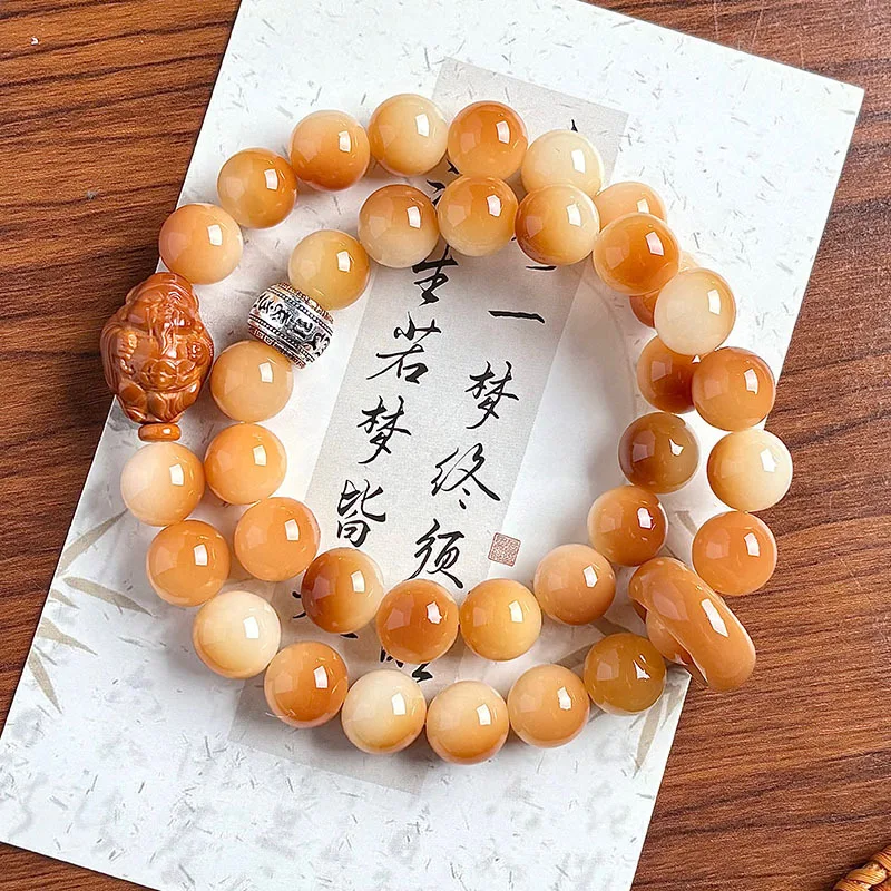 Weathering old material Bodhi root bracelet double circles eight directions come to  in the men's and women's financial style