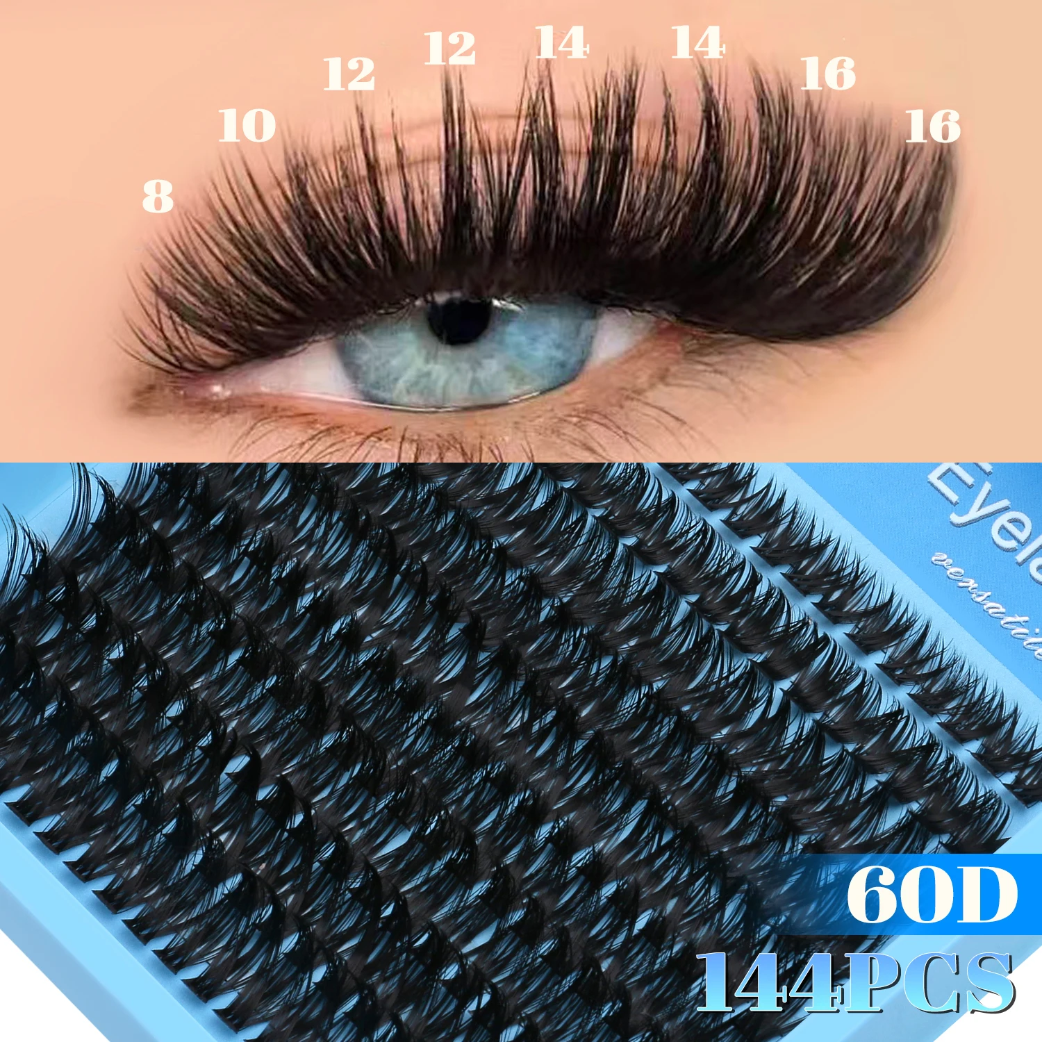 Lasvirey Cluster-Wimpern, flauschige Locken, einzelne Wimpern, DIY-Wimpernverlängerung im gemischten Stil, natürliche stachelige Manga-Wimperncluster