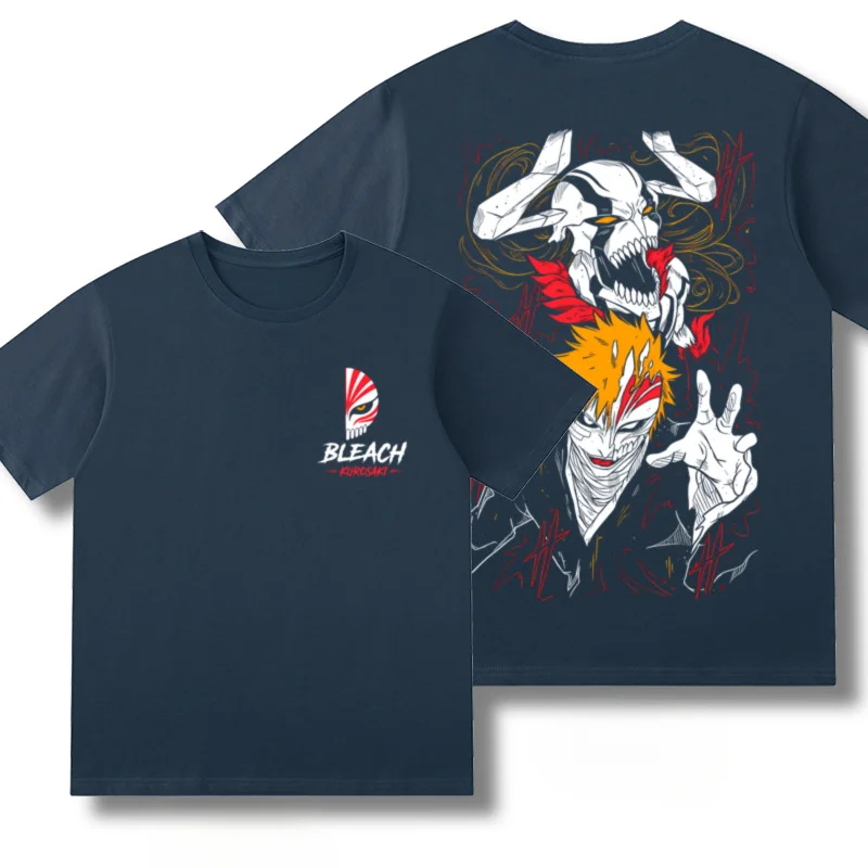 Heißes Anime Bleach Ichigo Kurosaki Grafik-Baumwoll-T-Shirt Unisex Kurzarm Mode-Marken-Tee Luxus Casual Vintage T-Shirts – Detail 6