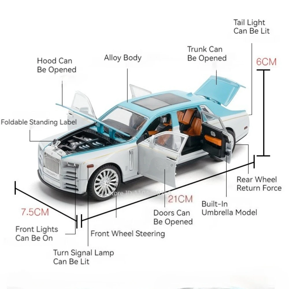 1:22 رولز رويس فانتوم باجاني هوايرا سيارة لعبة مجسمة دييكاست المعادن الصوت ضوء التراجع مصغرة السوبر الأولاد هدايا عيد ميلاد