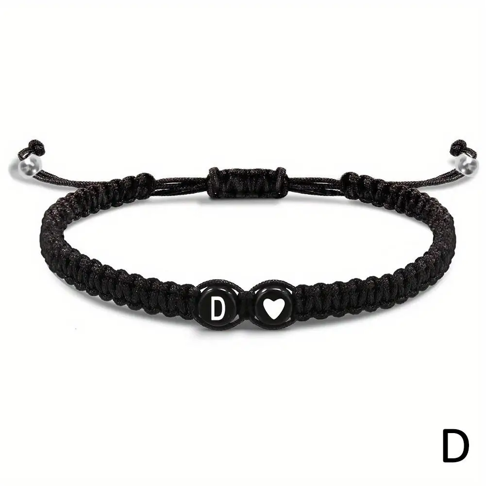 26-Buchstaben-Anfangsherz-Armbänder, handgefertigt, verstellbar, A-Z-Name, geflochtene Armbänder für Damen und Herren, Freundschaftsschmuck, Geschenke