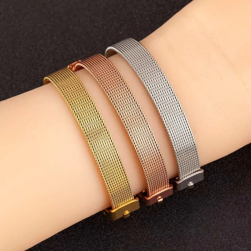 Fashion Stainless Steel Watch Belt Bracelet 8mm 10mm Adjustable Strap Watchband DIY Watch Strap For Women Men Jewelry Gift