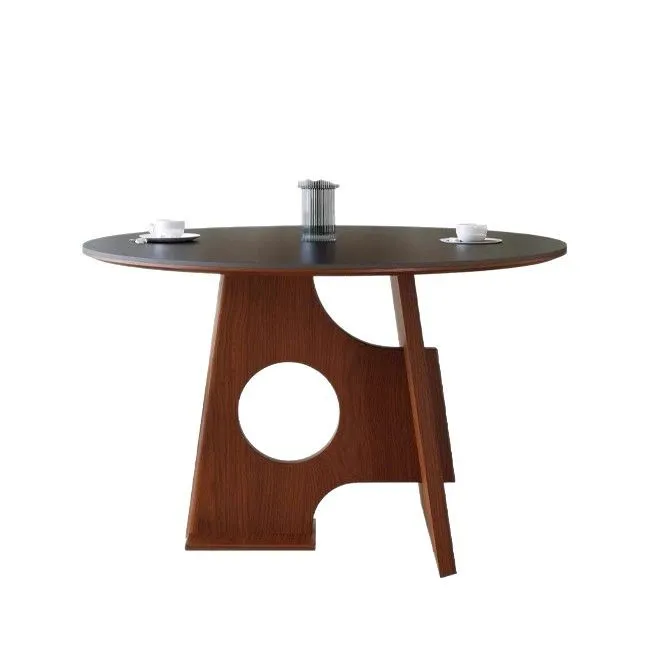 

Medieval solid wood diningFrench retro round table rock slab dining living room small eating table light lux