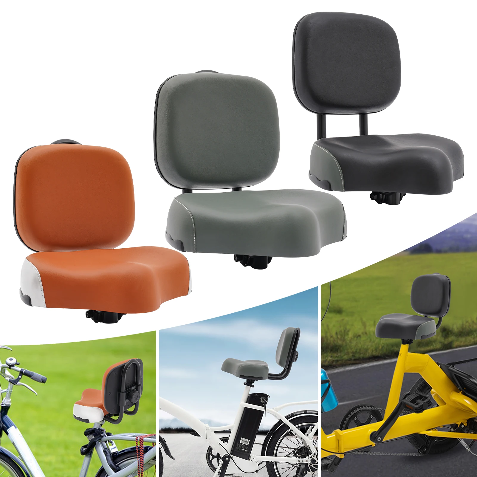 

Brown Gray Dark Gray Tricycle Seat 9.05-13.77IN Adjustable Backrest Polyethylene Foam Iron Material Pre-drilled Holes Edges