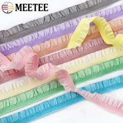 Meetee 10/20/45meters 10mm Ruffled Elastic Band Pleated Stretch Lace Trim Ribbon Baby Hairband Belt Shoes Tapes Sewing Accessory