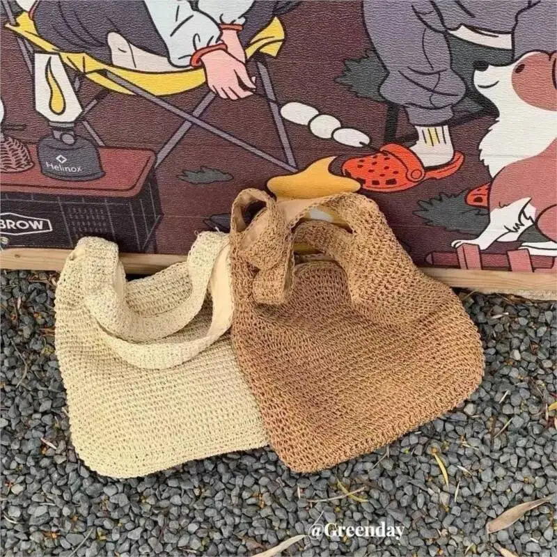 Bloom Beach Vacation Woven Shoulder Bags Purse Women Summer Large Capacity Tote Bag Female Holiday Haruku Straw Handbag 2025