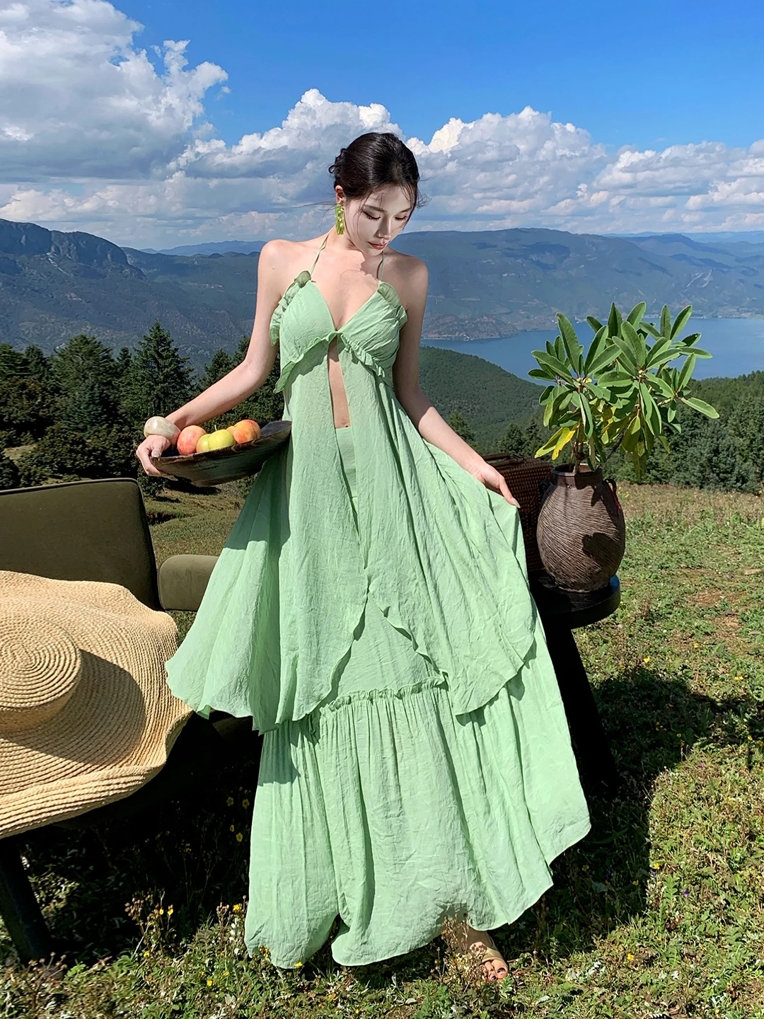 

Комплект для пляжа из двух предметов: красивая пляжная юбка и топ, женский летний дышащий костюм из полиэстера, стильный образ для отдыха на Бали...