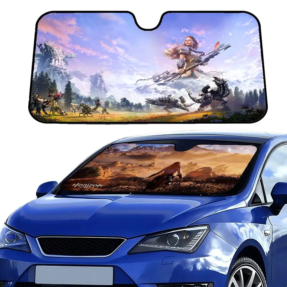 

H-Horizon Z-Zero D-Dawn Sunshade Windscreen 3D Film Plaid Gift Novelty Car Front Window Visor 70x130cm Sun Visor Solar Protect