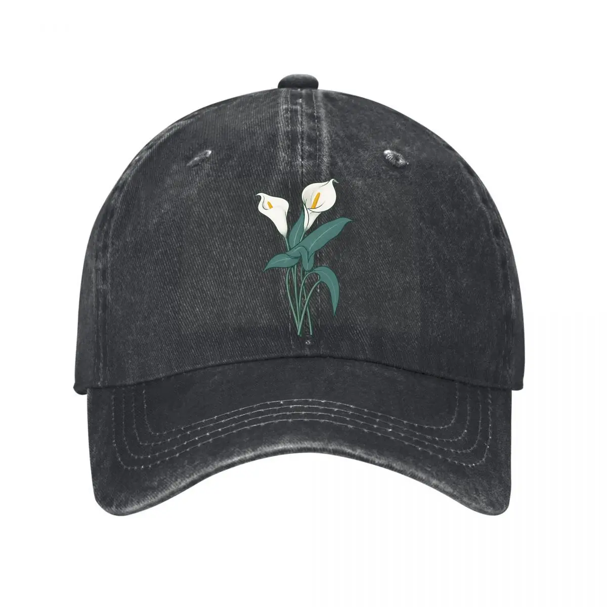 Elegant Calla Lily Botanical Floral Illustration Washed Baseball Cap Outdoor Hat