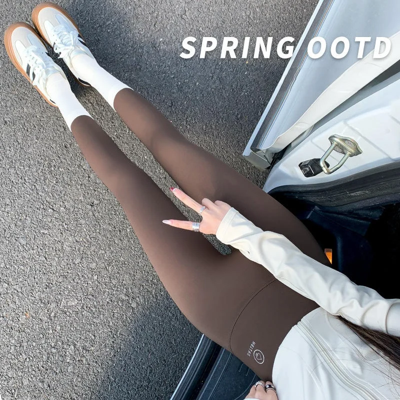 スリム効果ナイロンアーックスキンヨガパンツハイウエストおなかコントロールタイトフィットヒップリフティング薄い女性のパンツ